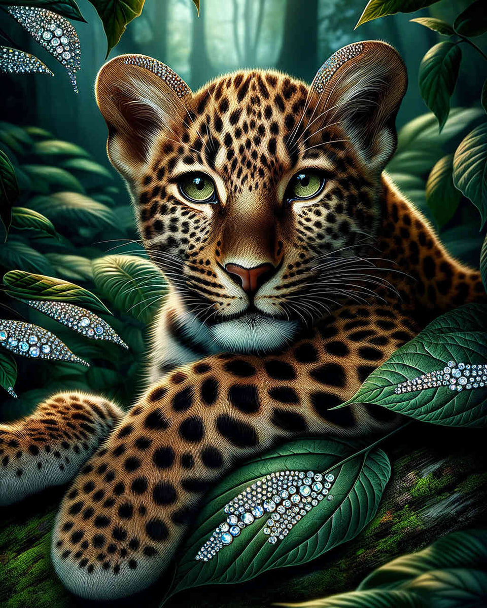 Leopard relaxed — Diamond Painting Kit design
