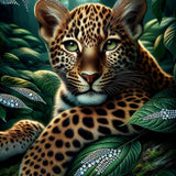 Leopard relaxed — Diamond Painting Kit design