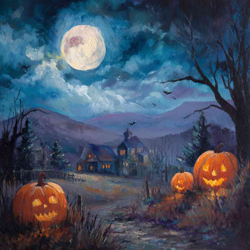 Whispers of the Halloween Moon — Diamond Painting Kit design
