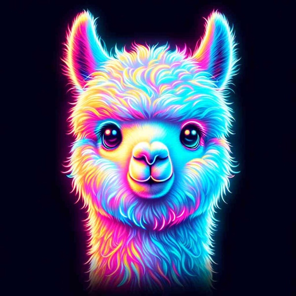 The Glowing Llama — Diamond Painting Kit design