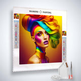 Woman with rainbow hairstyle — AB Diamond Painting Kit, product view 2