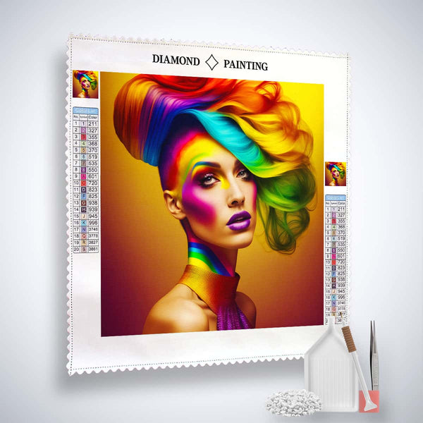 Woman with rainbow hairstyle — AB Diamond Painting Kit, product view 2