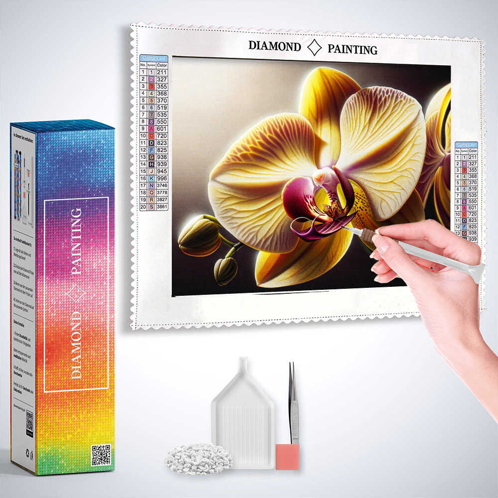 The Yellow Orchid — Diamond Painting Kit, product view 3
