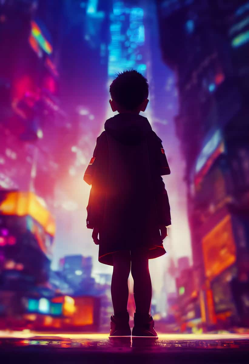 Boy looking at city — Diamond Painting Kit design