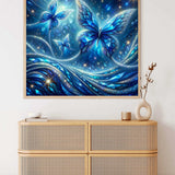 Three blue butterflies — Diamond Painting Kit, product view 2