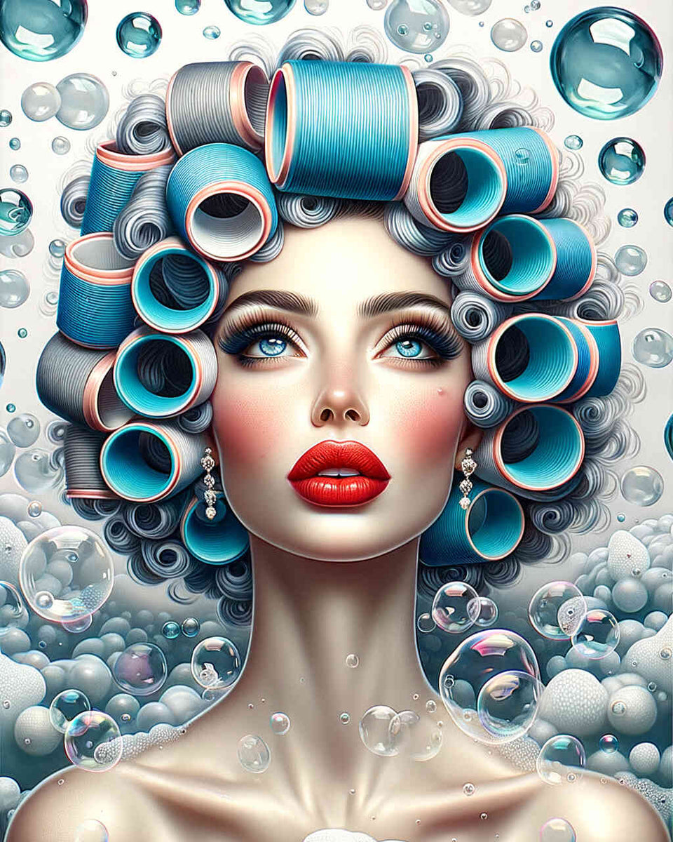 Woman with curlers — Diamond Painting Kit design