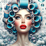 Woman with curlers — Diamond Painting Kit design