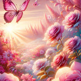Pink Rose Butterfly — Diamond Painting Kit design