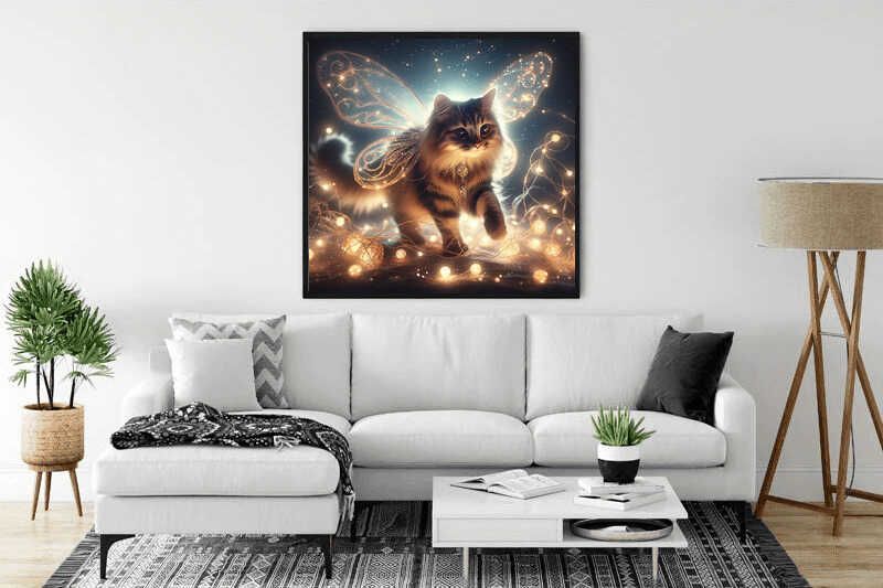 The Winged Cat of Starry Night — Diamond Painting Kit, product view 2