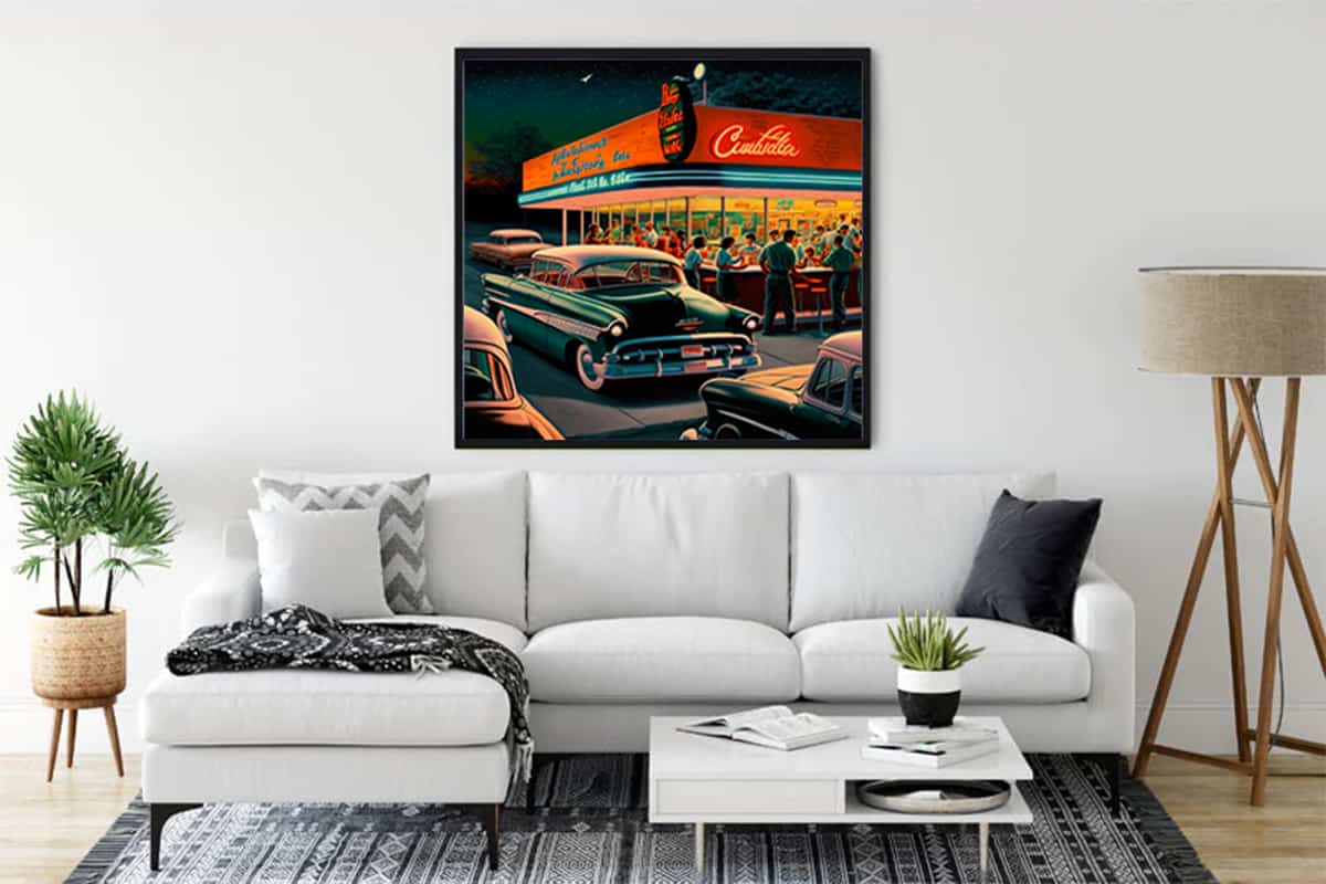 Vintage petrol station and chrome jewel — Diamond Painting Kit, product view 3
