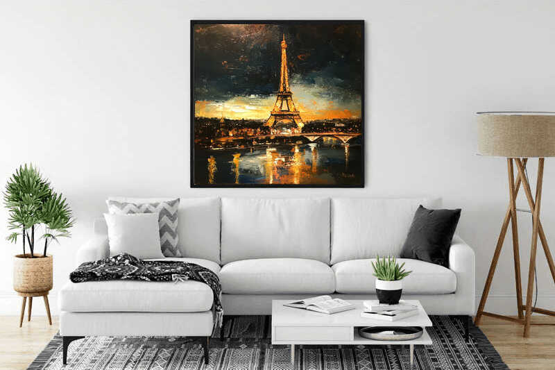 Golden Eiffel Tower at Dusk — Diamond Painting Kit, product view 2