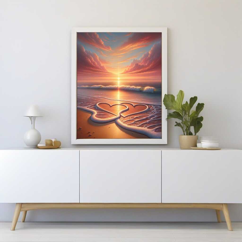 Two hearts on the beach — Diamond Painting Kit, product view 2