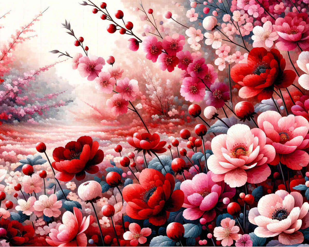 Red Blossom Dream — Diamond Painting Kit design