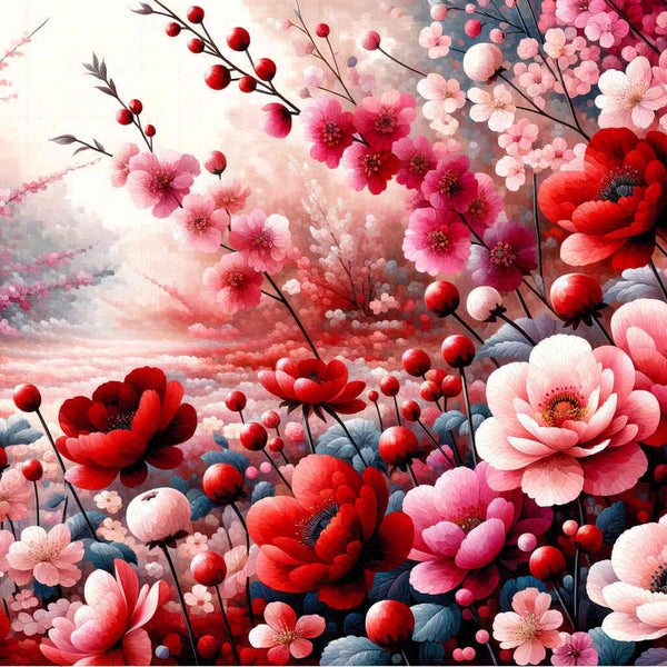 Red Blossom Dream — Diamond Painting Kit design