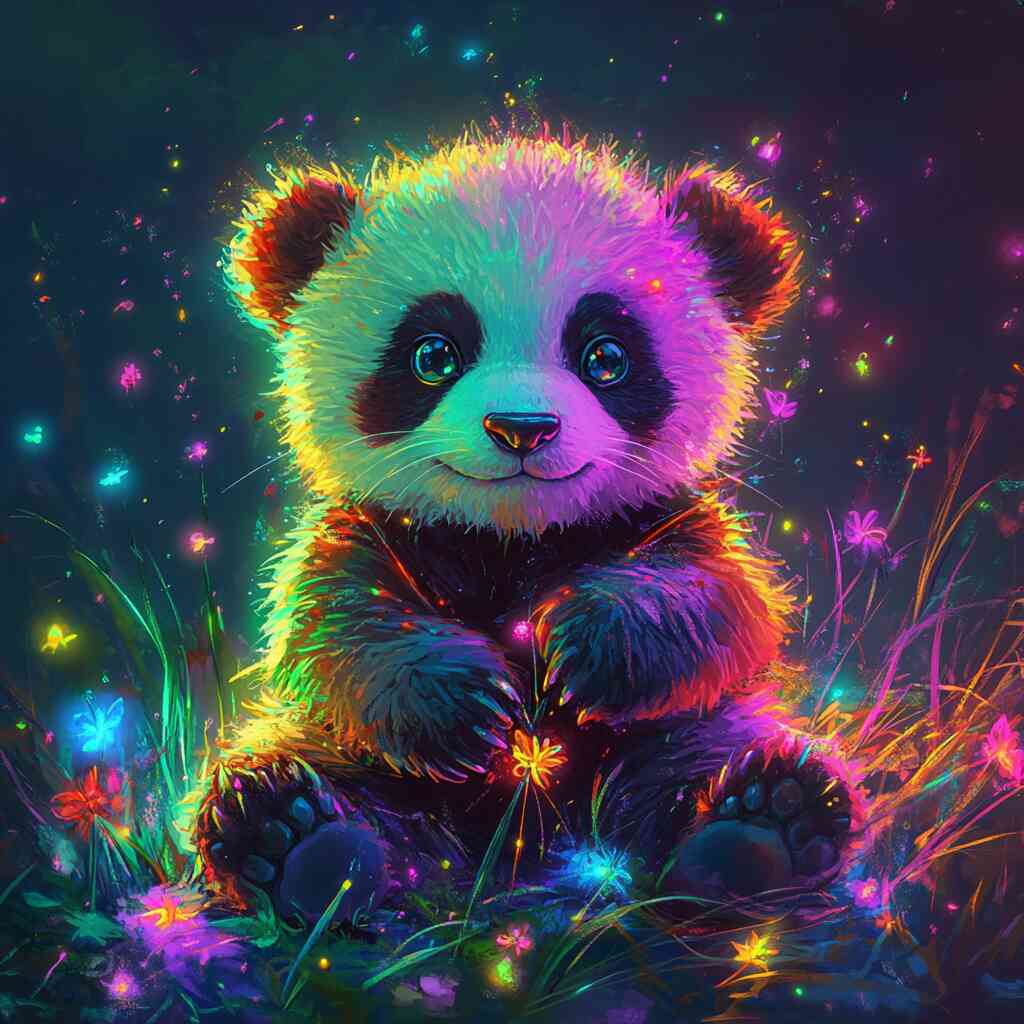 Panda in a World of Lights — Diamond Painting Kit design
