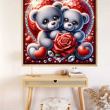 Teddy Couple Rose and Heart — Diamond Painting Kit, product view 2
