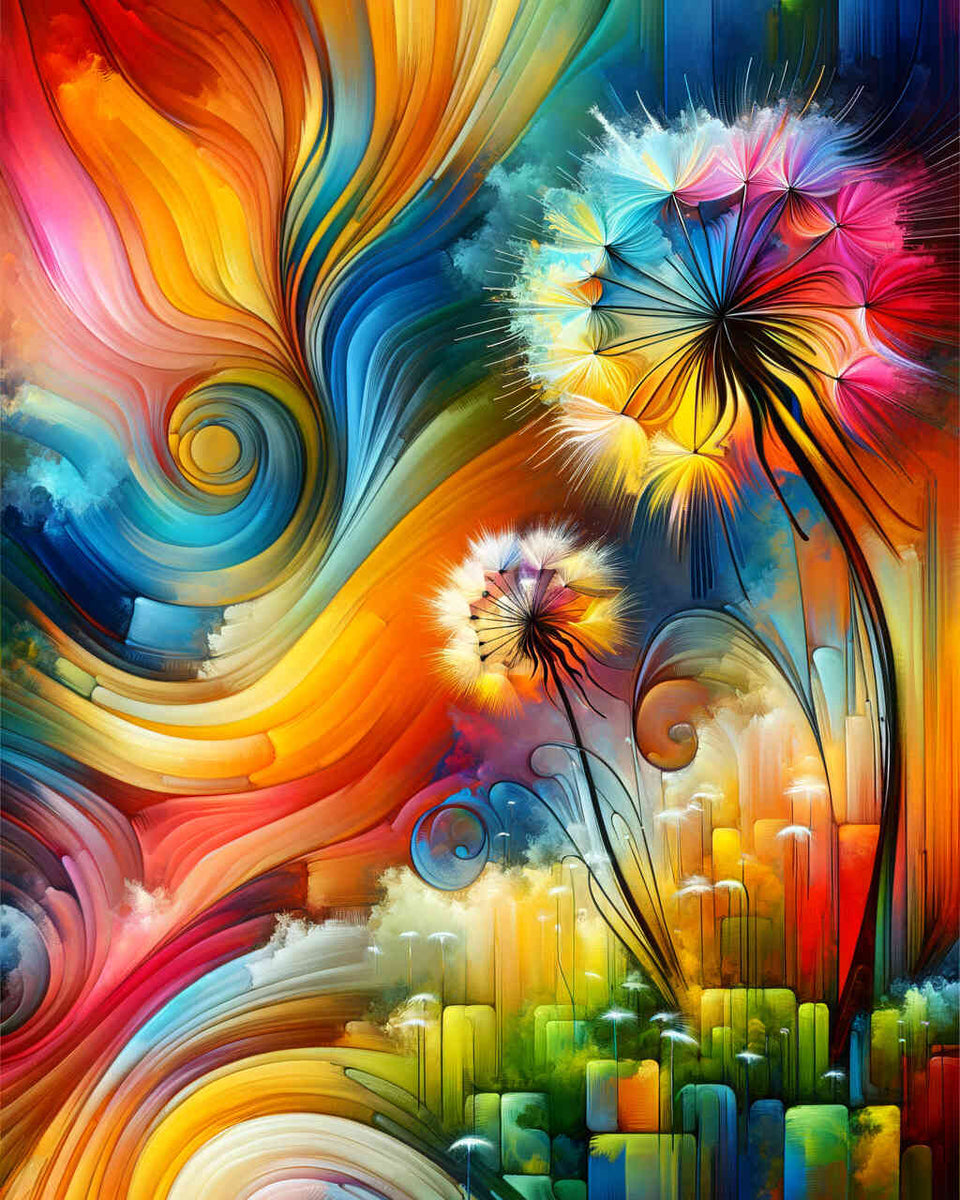 Dandelion abstract and colorful — Diamond Painting Kit design