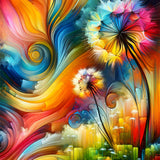 Dandelion abstract and colorful — Diamond Painting Kit design