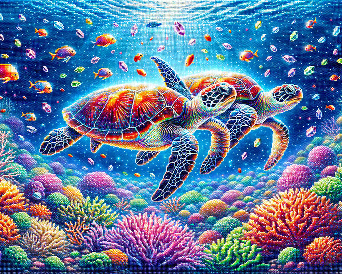 Turtle Love — Diamond Painting Kit design