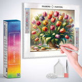 Sunlit Tulips in a Vase — Diamond Painting Kit, product view 3