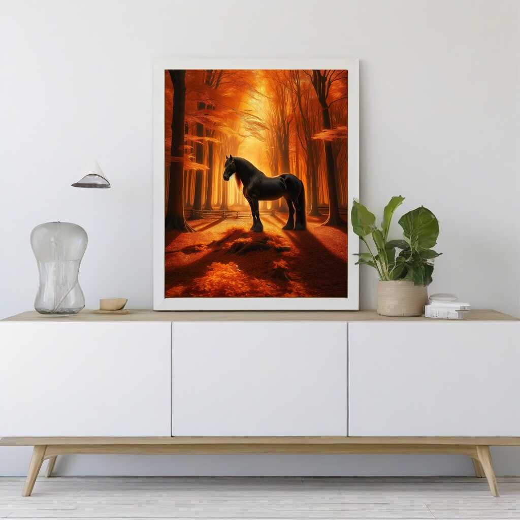 Graceful black horse — Diamond Painting Kit, product view 2