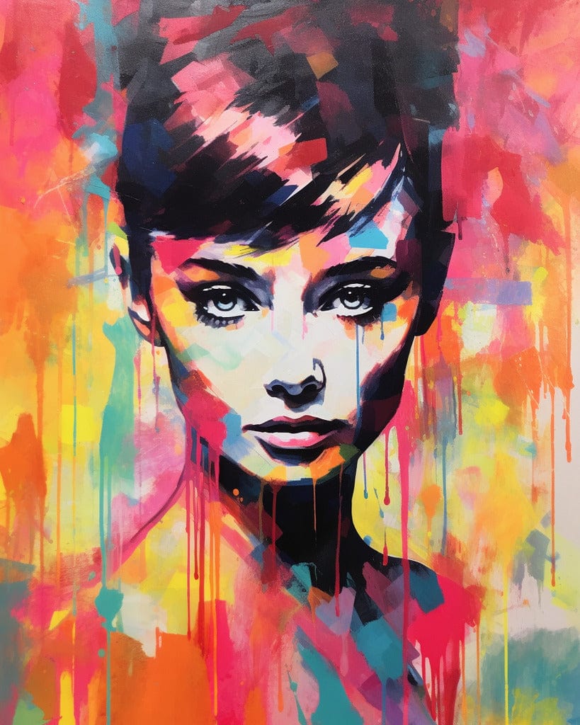 Pop portrait of Audrey Hepburn — Diamond Painting Kit design