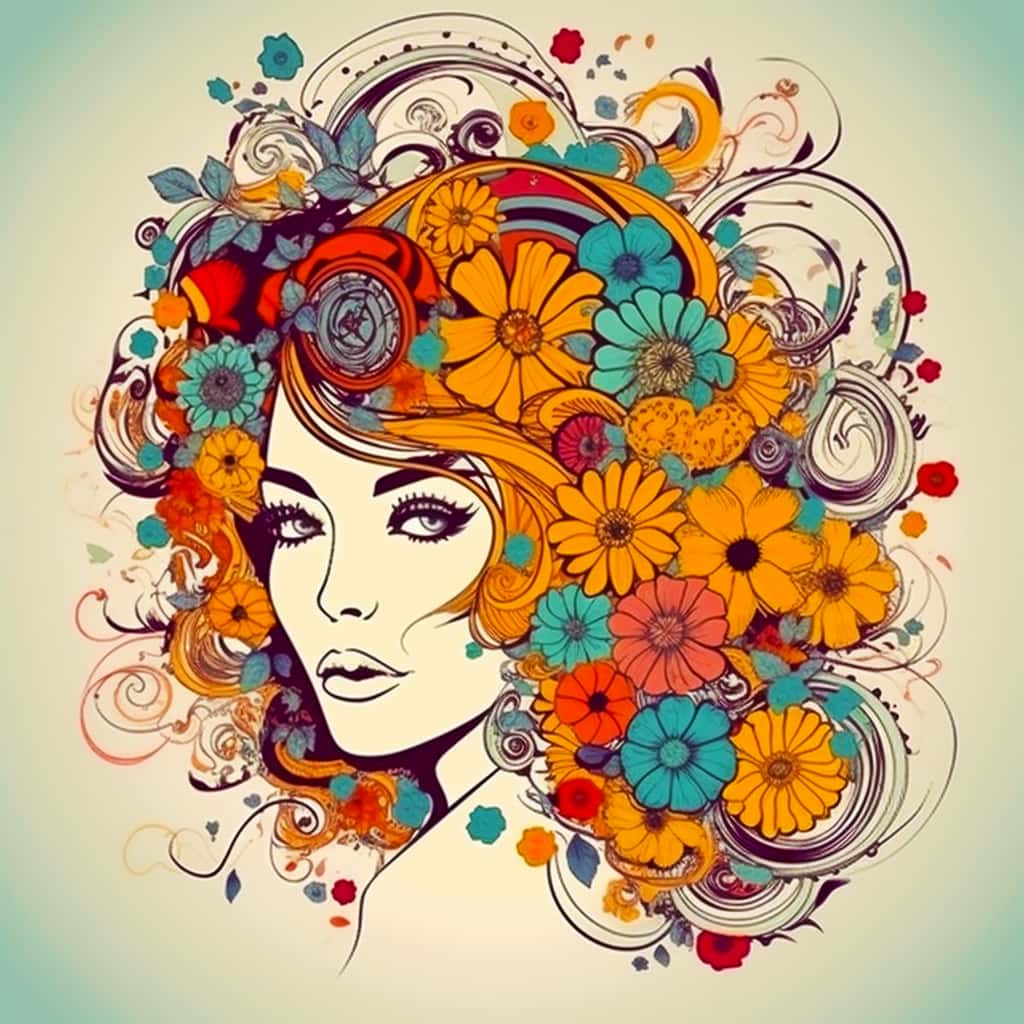 Woman with flower hairstyle — Diamond Painting Kit design