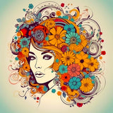 Woman with flower hairstyle — Diamond Painting Kit design