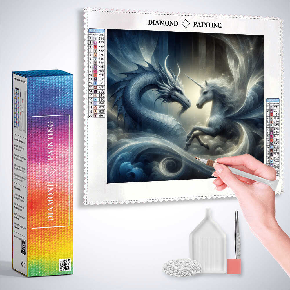 Dragon and Unicorn — Diamond Painting Kit, product view 3