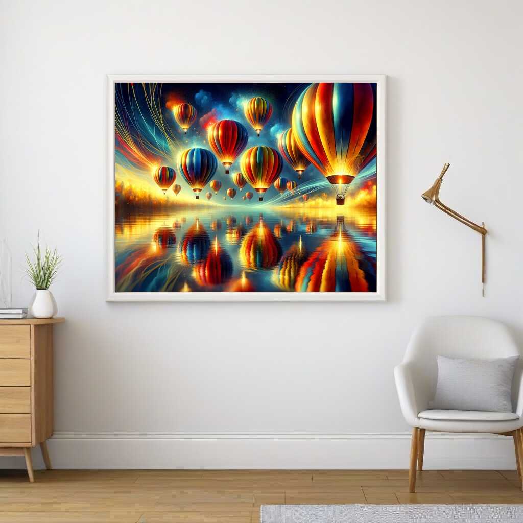 Hot Air Balloon Reflected in a Lake — Diamond Painting Kit, product view 2