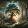 Morning light in an enchanted forest — Diamond Painting Kit design