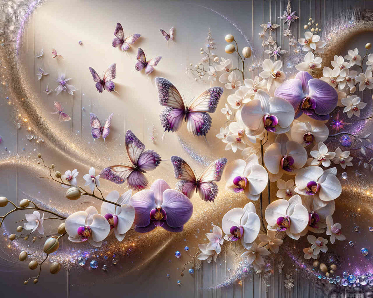 Butterflies and an Orchid — Diamond Painting Kit design