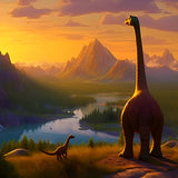 Dinosaur in front of nature — Diamond Painting Kit design