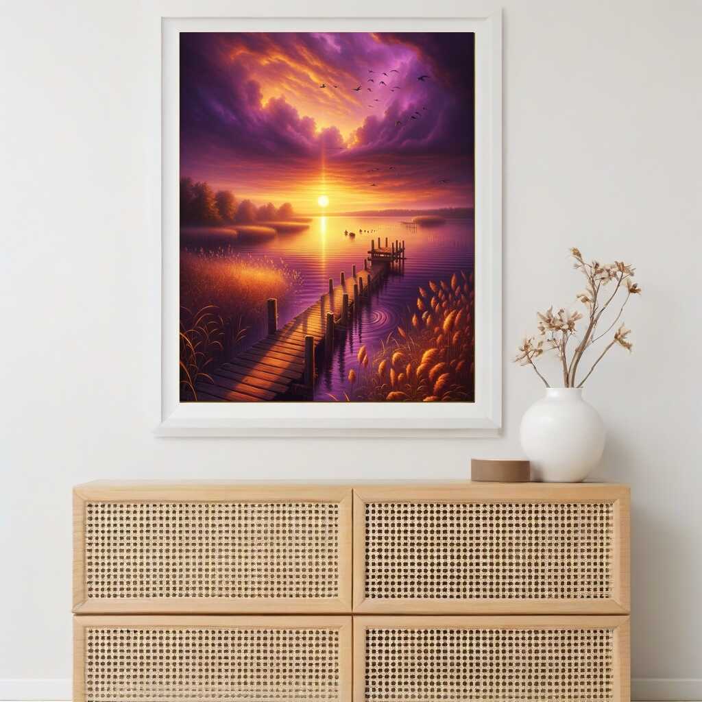 Sunset at the lake — Diamond Painting Kit, product view 2