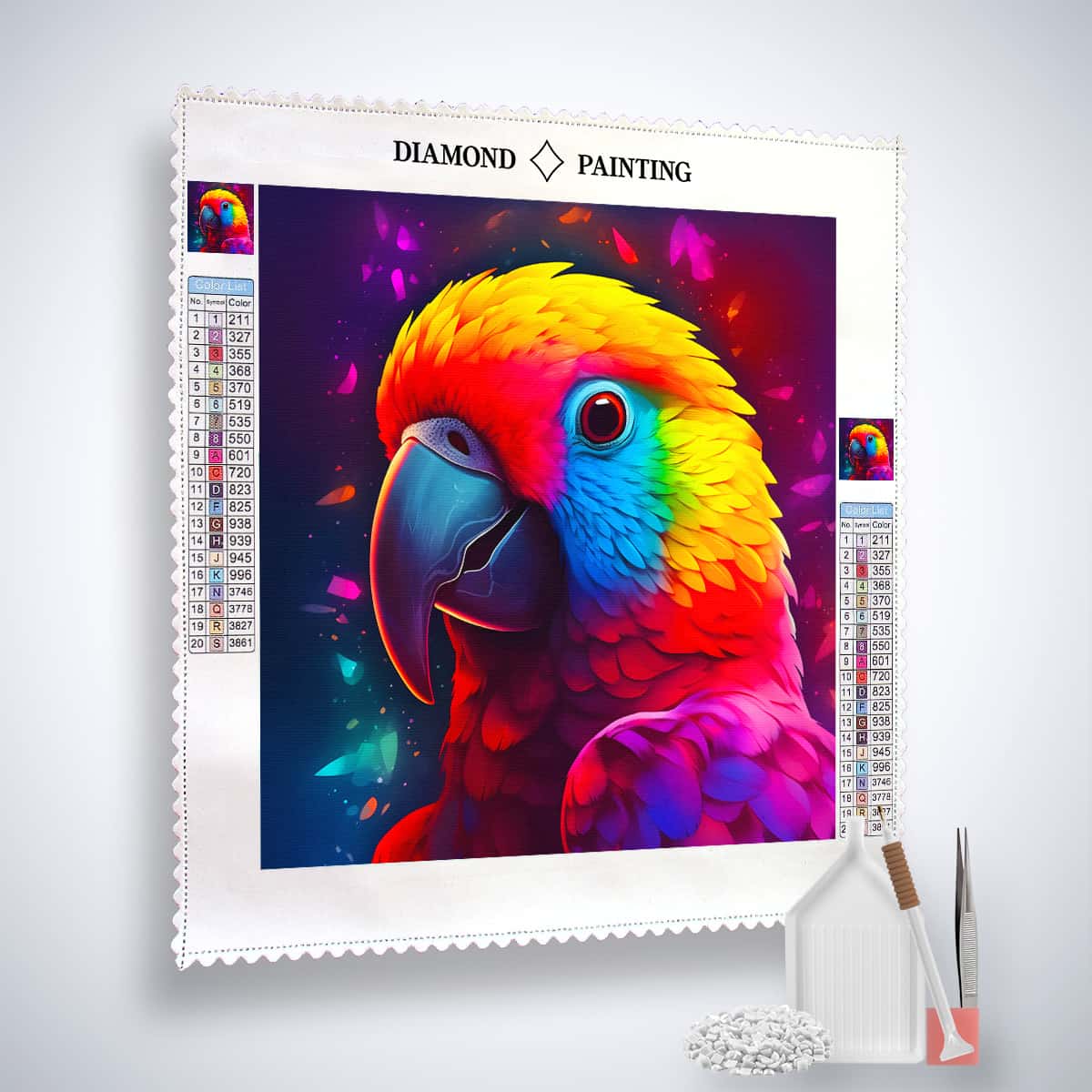 Papagai Frontal Colored — AB Diamond Painting Kit, product view 2