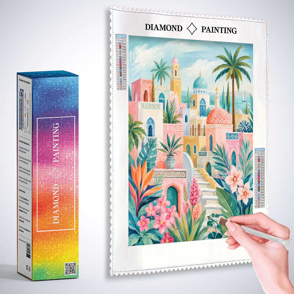 A Dreamlike Mediterranean Oasis — Diamond Painting Kit, product view 3
