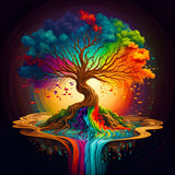 Color Flow Tree — AB Diamond Painting Kit design