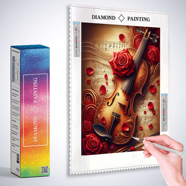 Violin with rose — Diamond Painting Kit, product view 3