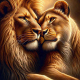 Cuddling lion couple — Diamond Painting Kit design