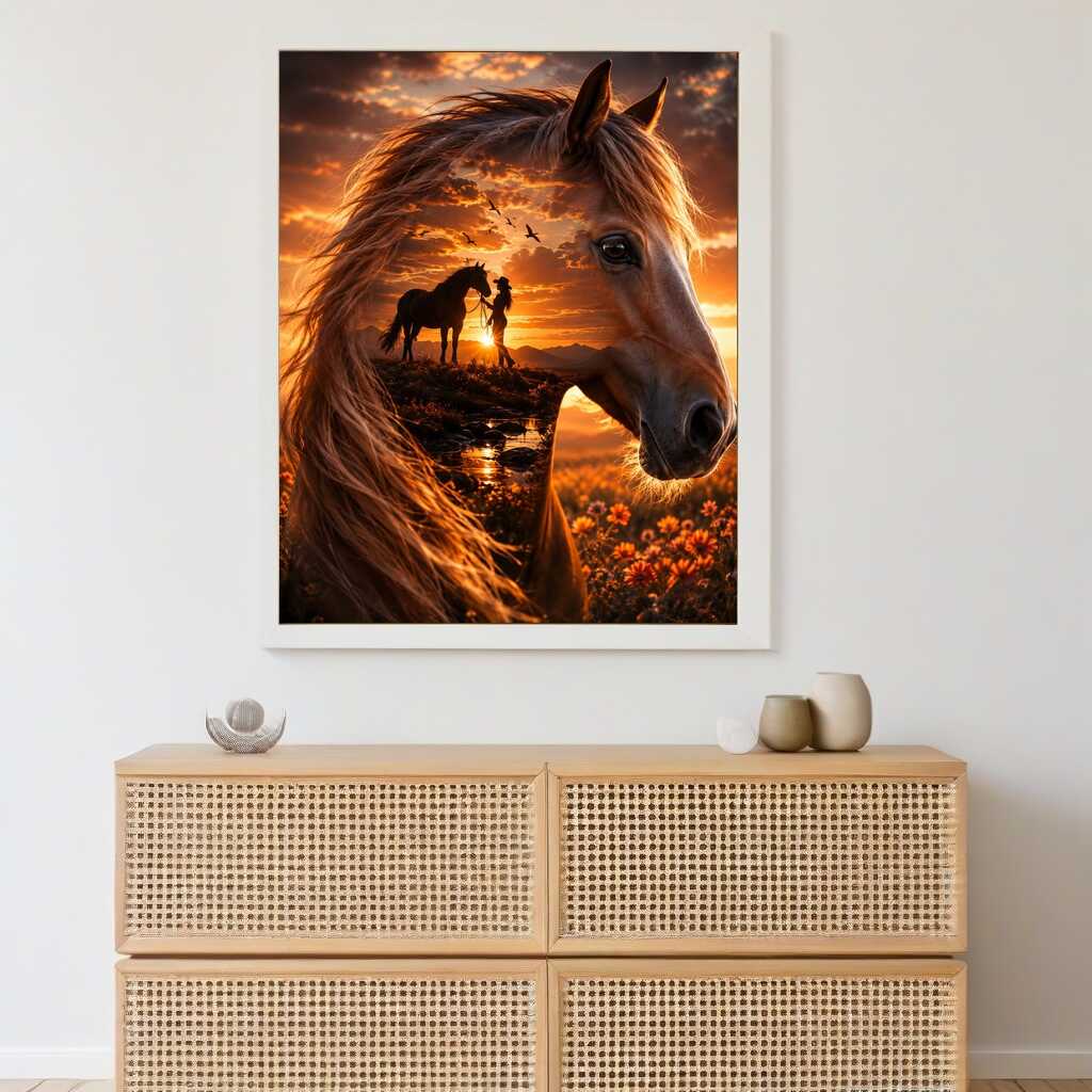 Horse at Golden Sunset — Diamond Painting Kit, product view 2