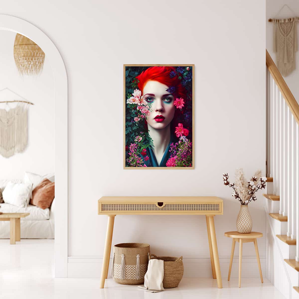 Woman with red hair and flowers — Diamond Painting Kit, product view 3
