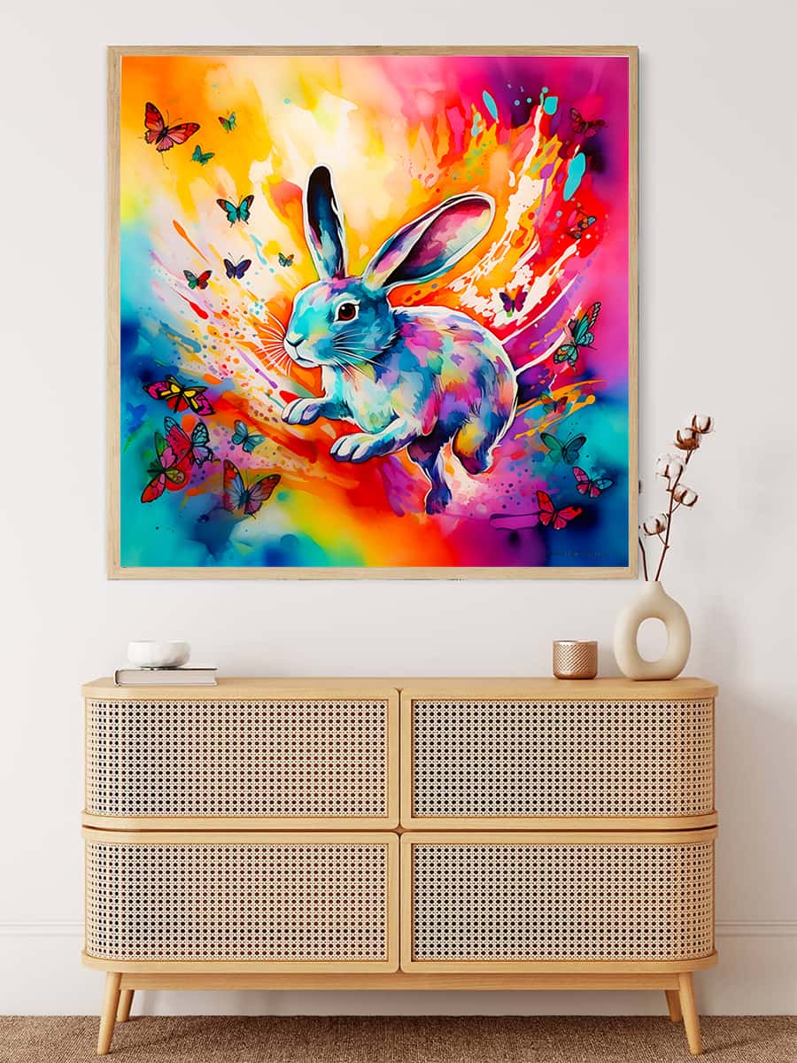 Hare with flower dance — Diamond Painting Kit, product view 3