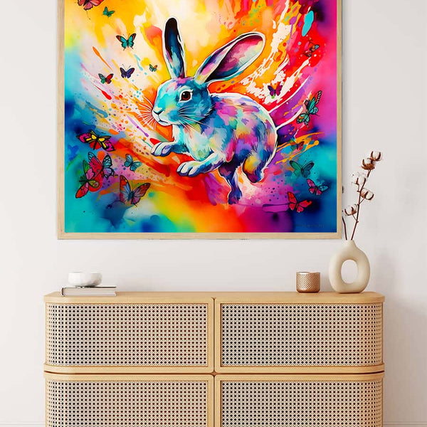 Hare with flower dance — Diamond Painting Kit, product view 3
