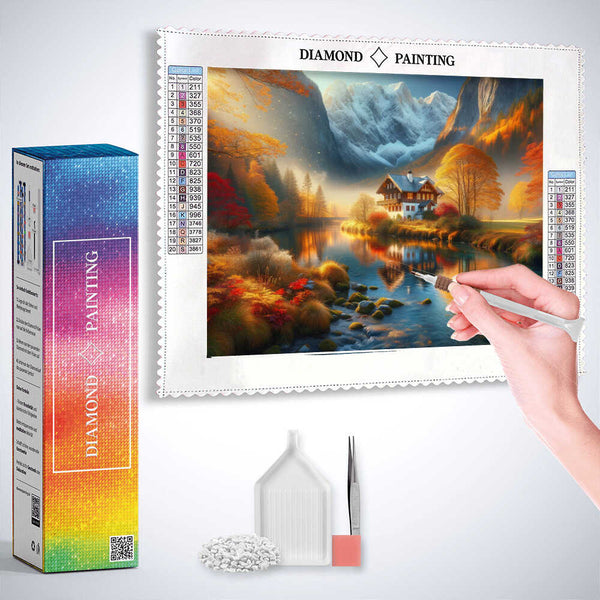 House by the Mountain — Diamond Painting Kit, product view 3