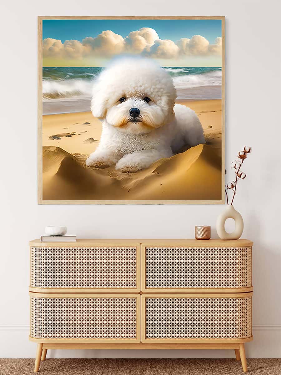 Cute dog on the beach — Diamond Painting Kit, product view 3