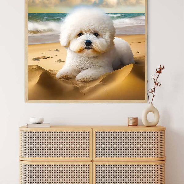 Cute dog on the beach — Diamond Painting Kit, product view 3