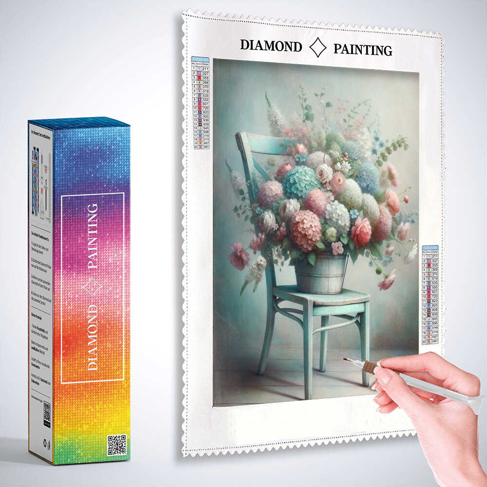 Chair with bouquet of flowers — Diamond Painting Kit, product view 3