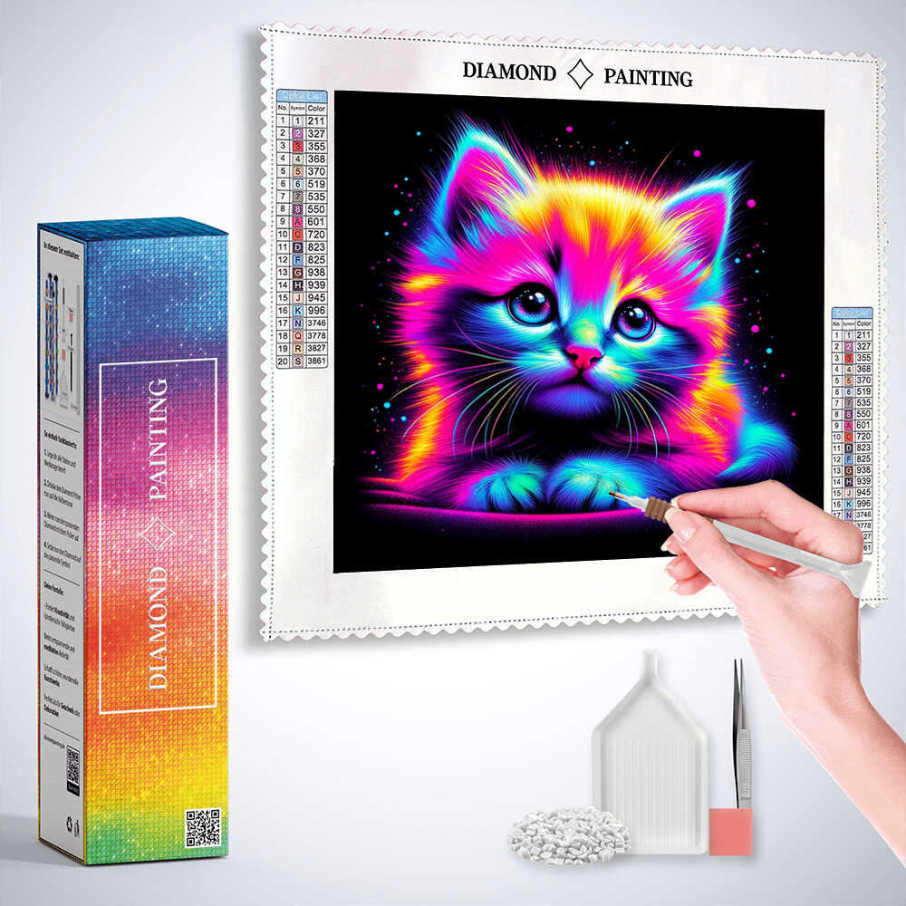 The Neon Wonder Kitten — Diamond Painting Kit, product view 3