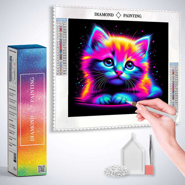 The Neon Wonder Kitten — Diamond Painting Kit, product view 3