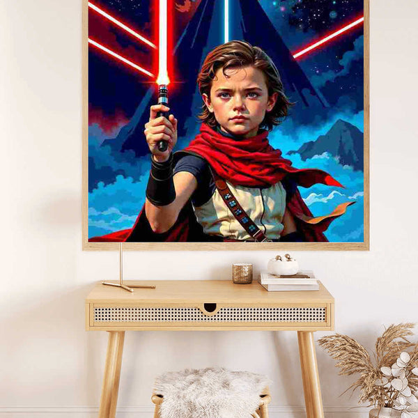 Galactic Warrior with a Lightsaber — Personalized Portrait Diamond Painting Kit, product view 2